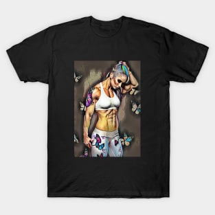 Female Bodybuilder butterflies T-Shirt